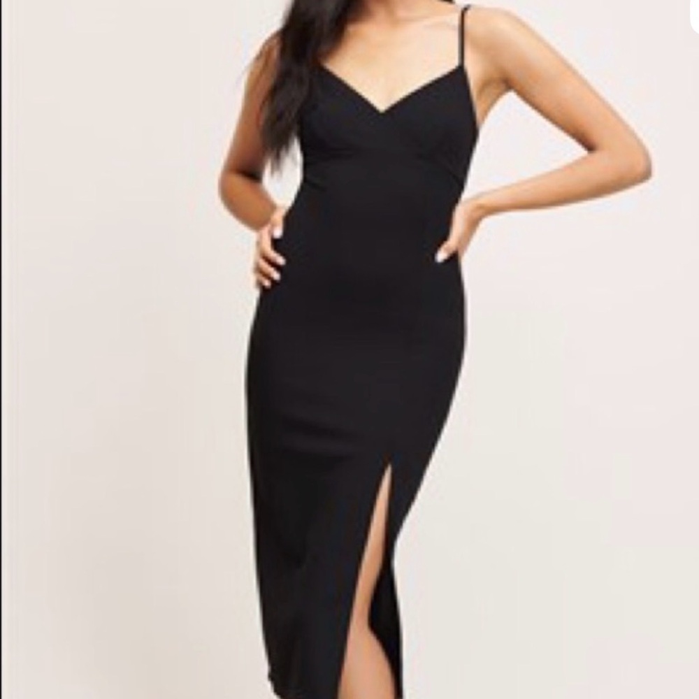 Dynamite v-neck bodycon midi cami dress black size small